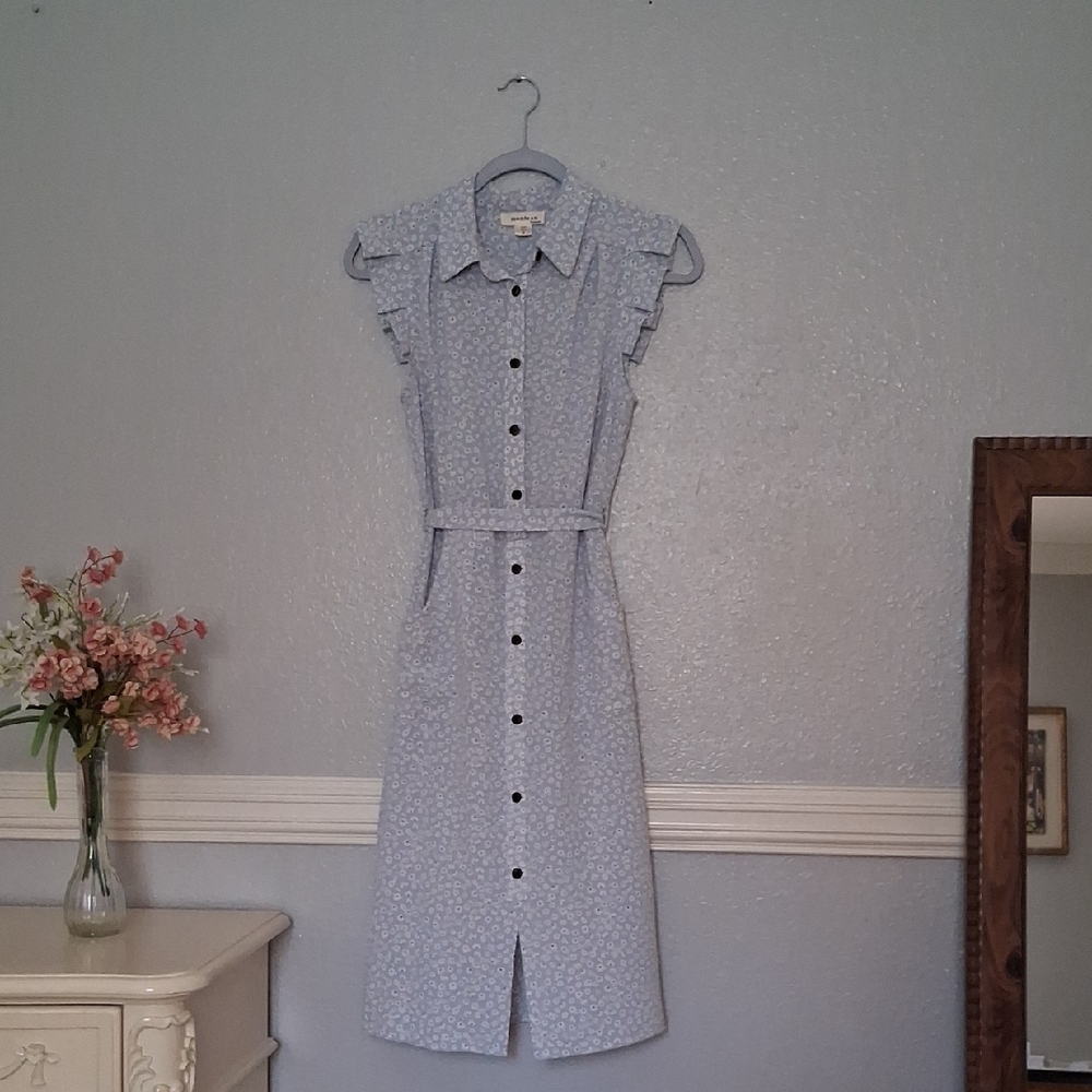 Monteau Light Blue Floral Midi Dress